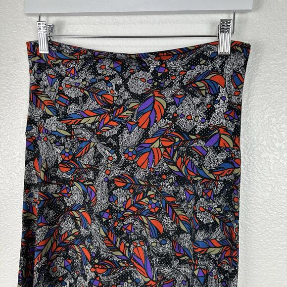 LuLaRoe Maxi Skirt Women XS Boho Tribal Feather Jersey Knit Colorful Comfort - Picture 3 of 10